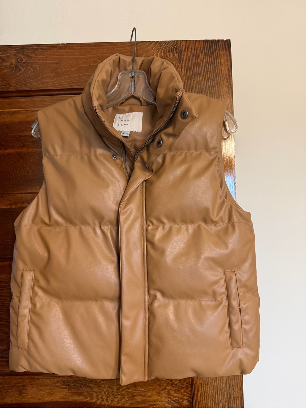 a new day Tan Faux Leather Puffer Vest